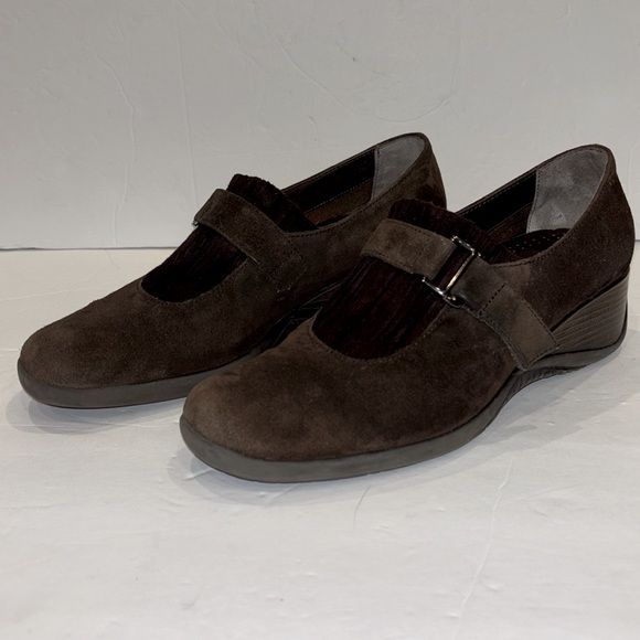 Aquatalia suede brown slide on wedge‎ loafer shoes size 7.5 - Picture 3 of 17